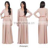 New 2016 Women's V-Neck Long Sleeve Elegant Evening Muslim Dress Abaya thumbnail-4