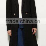 Runwaylover EY1018C Lady Trench Coat With Belt Black Long Women Coat thumbnail-2