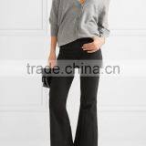 Custom Made Women Gray and Black Cashmere Off-Shoulder Cardigan With Black Shoulder Straps thumbnail-4