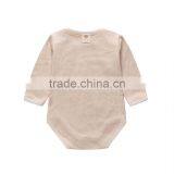 2017 Hot Selling Organic Cotton Plain Baby Boys Girls Romper Long Sleeves Set OEM Service thumbnail-3