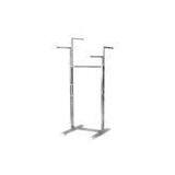 Movable Multi-functional Double Bar Garment Display Rack Stand Chromed Plated for Store