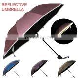 Unique Cheap Custom Made Sun Rain Windproof 3 Folding Small Promotional Reflective Glow Umbrella