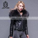 Three Color Selectable Big Raccoon Collar Lining Ladies Jackets Coats Winter Fashion Sheep Fur And Leahter Overcoat thumbnail-4