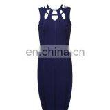 Amigo 2017 New Style Blue Sleeveless Sexy Cut Out Bandage Dress Midi Evening Dresses for Women Party Wear thumbnail-2