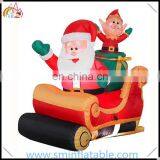 Christmas Inflatable Santa Claus &elf Sitting on Sleigh, Led Lighted Inflatable Santa Sleigh Decor thumbnail-1