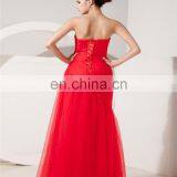 Red Evening Gowns Tulle Strapless Floor Length Lace-up Mother Of The Bride Dress With Jacket thumbnail-5