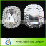 25x30mm Rectangle Crystal Rhinestone Button With Flat Back For Wedding Invitation Card