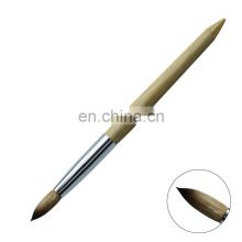 High Quality Custom Logo Pure 100% Crimped Kolinsky Sable Germany Acrylic Nail Art Brush With Wooden Handle