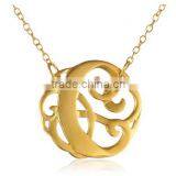 Gold Plated Monogram Necklace, Stainless Steel Initial C Necklace Jewelry thumbnail-1