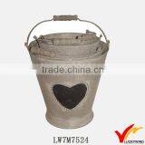 Garden and Home Vintage White Painting Handmade Zinc Pail Flower Pot thumbnail-6