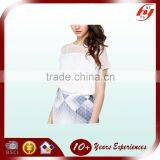 Latest Comfortable Lady Concise Short Sleeve Round Neck Casual Blouse Modern Design Woman Plain White Shirt