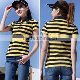 China Factory Women Cotton Blank Polo T-shirt With Stripe thumbnail-2
