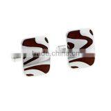 Custom Round Stainless Steel Wood Keyhole Cufflinks With Logo thumbnail-3