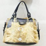 wholesale mink fur and leather splicing handbag