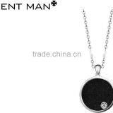 hot sell jewelry set black plating jewelry sets stainless steel round pendant with cz stones china wholesale