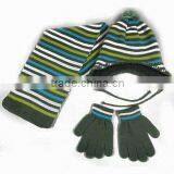 Custom Children Knitted Earflap Beanie Hat Scarf Glove Set