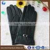 Funky lady dark blue goat ltather gloves with leather belt