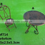Mini garden Iron chairs and tables decoration