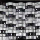 Factory Price Water Flow Black/white Crystal Glass Mosaic Tile on Sale (PMGB20)