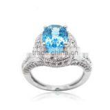 High Quality Fahsion 925 Sterling Silver Blue Topaz Ring With CZ Setting thumbnail-3