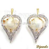 Diamond Pearl Earrings, Diamond Gold Earrings, Diamond Jewelry