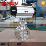 wafer connection SS316 pneumatic butterfly valve
