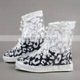 With White Flower Printing Transparent Plastic Shoes Cover thumbnail-3