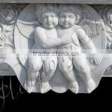 White Marble Fireplace Surround With Angel Statue thumbnail-2