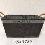 Cheap Antique Black Coffee Striped Square Wall Garden Hanging Wrought Iron Rustic Planter thumbnail-5