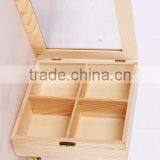 Recycled Wooden Tea Storage Box With Clear Glass Lid thumbnail-1