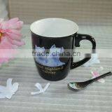 Cat Shape Ceramic Printed Coffee Mug With Spoon thumbnail-1