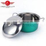 Hot Selling 3pcs Colorized Stainless Steel Soup Pot Kitchen Cookware With Decal thumbnail-4