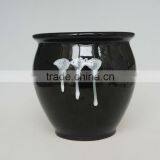 70oz Ceramic Black Hand Painted Korean Kimchi Pot thumbnail-1
