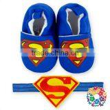 2016 Beautiful Royal Blue Boy Shoes Set With Headband Super Man Symbol Children Shoes For Boy Baby Crib Shoes Wholesale thumbnail-1