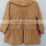 Cool Baby Girls Beige Color Plain Dyed Embroidered Wind Coat for Autumn thumbnail-2