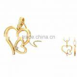 Gold Plated Single CZ Solitaire Double Heart Pendant thumbnail-1