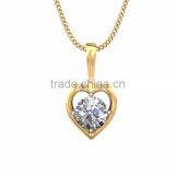 Gold Plated Fancy Big Single CZ Stud Heart Pendant thumbnail-1