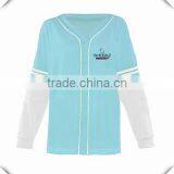 Fashion Design Ladies Baseball Jersey Two Tone Couble Sleeve Baseball Tee Custom Baseball Top Wholesale thumbnail-1