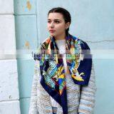 Vintage Silk Scarf, , 70s Silk Scarf, Children's Carousel, Horses , Designer Scarf, , Large French Scarf thumbnail-4