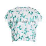 Women's Fashion Cartoon Printing 100% Cotton Loose Short T Shirt Tops thumbnail-2