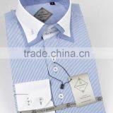 Blouse 2017 Stripe Double Collar Casual Men Shirt Cotton /spandex thumbnail-1