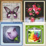 Custom Handmade Red Flower Pattern Embroidery Diamond Painting Cross Stitch Fabric Kit thumbnail-1