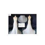 Ivory White Bateau Neckline Trumpet Strapless Lace Organza Backless Wedding Dresses thumbnail-1