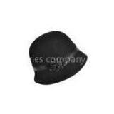 Ladies Cloche Shape, Classic Black Wool Felt Hats With Gemstone Trim For Normal Day thumbnail-1