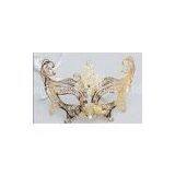 8 Inch Gold Metal Venetian Masks With Satin Ribbon For Carnival