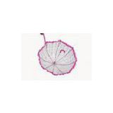 Pink Lace Clear PVC Umbrella Durable Hand Open / Heat Transfer 18\