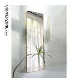 Nordic Brass Gold Full-length Mirror Personalized Villa Custom Full-length Mirror Studio Clothing Fitting Floor Mirror Square thumbnail-4