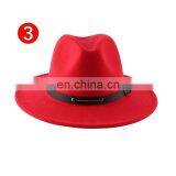 Регулируемые фельтровые шляпы для женщин на зиму, церковные шляпы, шляпы для мужчин на осень, джазовые панамки, винтажные широкополые федоры с ремнем и пряжкой, трильби thumbnail-4