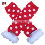Polka Dot Baby Ruffle Leg Warmers Toddler Chiffon Lace Ruffle Knee Pads Leggings 5pairs /design thumbnail-6