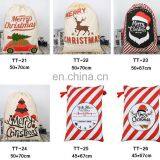 2020 Christmas Gift Bags Large Organic Heavy Canvas Bag Santa Sack Drawstring Bag With Reindeers Santa Claus Sack Bags for Kids thumbnail-3